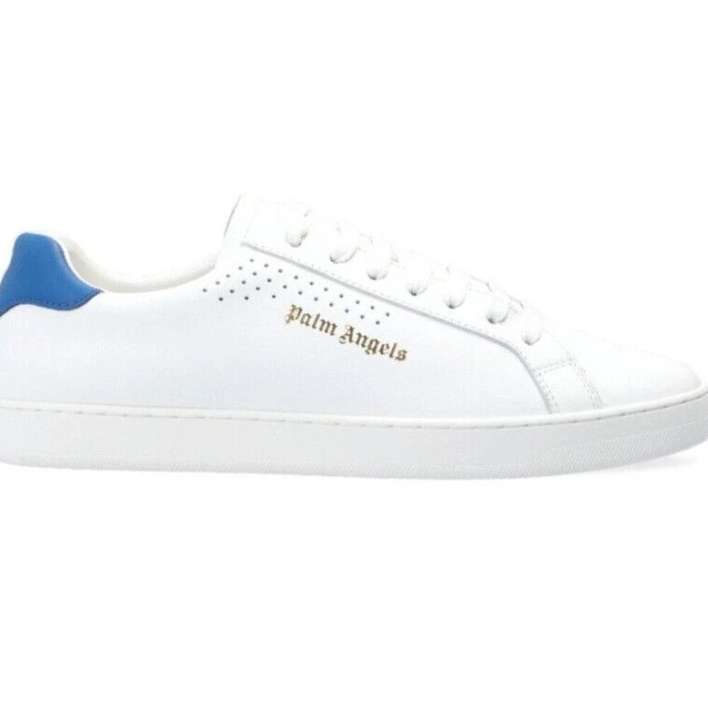 $475 PALM ANGELS Palm One Animations White / Blue Low Top Sneakers - US 11/EU 44